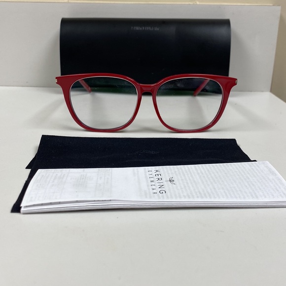 Saint Laurent Red Oversized Logo Frames High End Non Scratch Lenses Eyeglasses - Picture 13 of 14